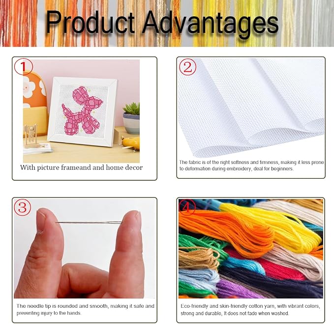 Tiwabb Cross Stitch Kits for Adults Beginners, Puppy Embroidery Kit for - Image 4
