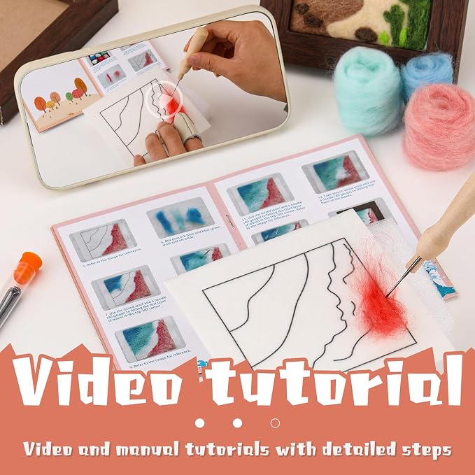 GarfxG Needle Felting Kit for Beginners, Foam Pad, Felt Cloth, Picture Frame - Image 3