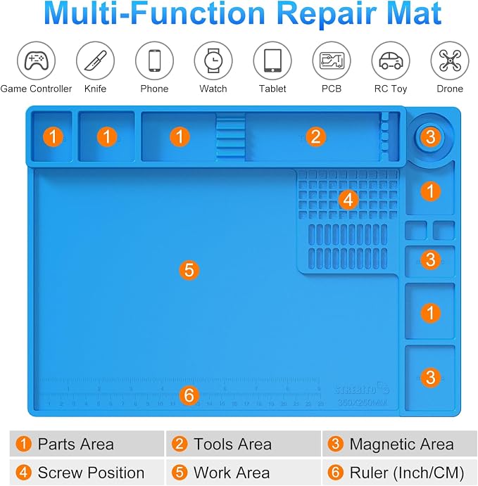 STREBITO Soldering Mat Electronics Repair Mat, Silicone Work Mat Heat Resistant - Image 2