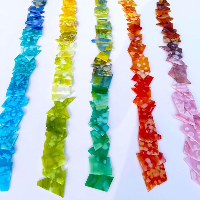 LITMIND 2.2LB Irregular Stained Glass Scraps – Mottled Opal Rainbow Mix - Image 2