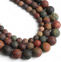 48pcs Natural Matte Picasso Jasper Gemstone Beads，8mm Frosted Round Loose Stone by Yochus