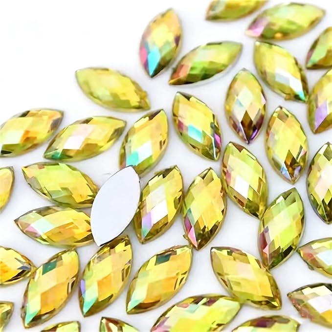 100 Pcs 15x7mm AB Colorful Jewels Gems Rhinestones by UYTRDVG