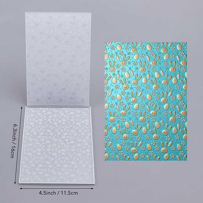 3D Embossing Folder Bunny Rabbits Easter Plastic Embossing Texture Fades - Image 6