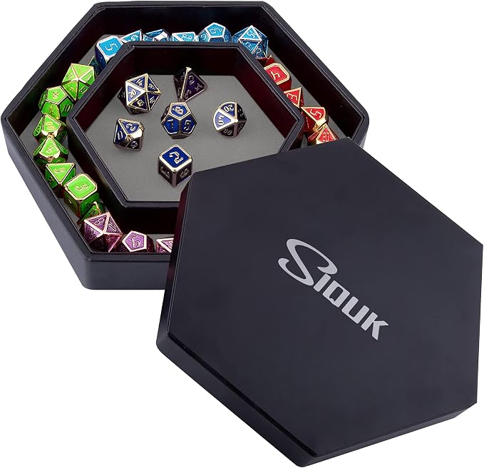 SIQUK Dice Tray with Lid Hexagon Dice Rolling Tray Dice Holder by SIQUK