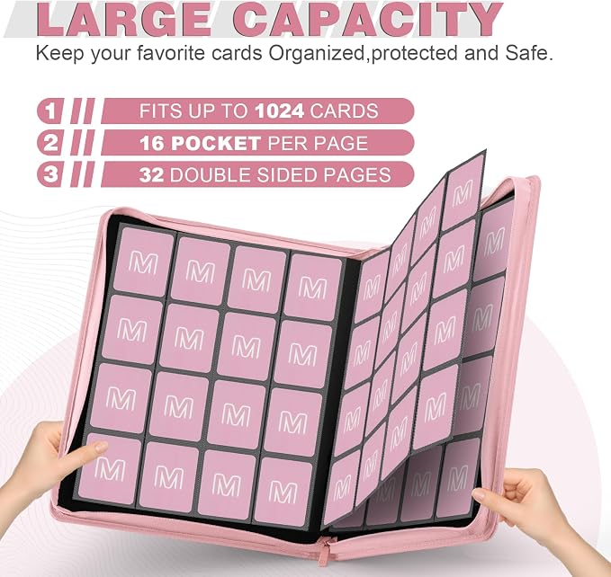 Premium Card Binder 16 Pocket, Trading Card Binder Holds up to 1000+Cards - Image 2