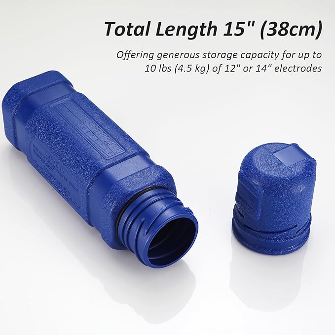 2 Pack, 14" Rod Storage Container Tube - Chanharm Blue Holder Canister for 10LB SMAW Welding Stick Electrode