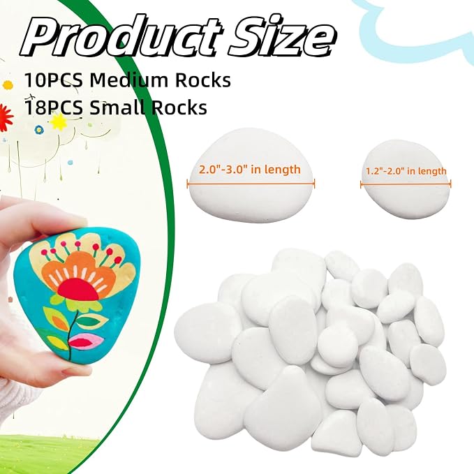 28PCS White Painting Rocks, Medium & Small Rocks - Image 2