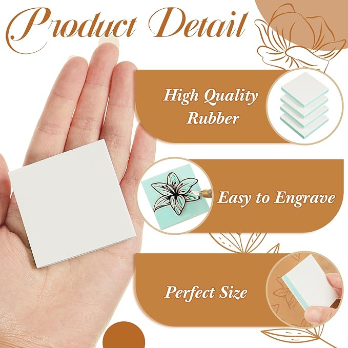 Frienda 24 Pcs 2" X 2" Rubber Carving Blocks Linoleum Blocks - Image 3