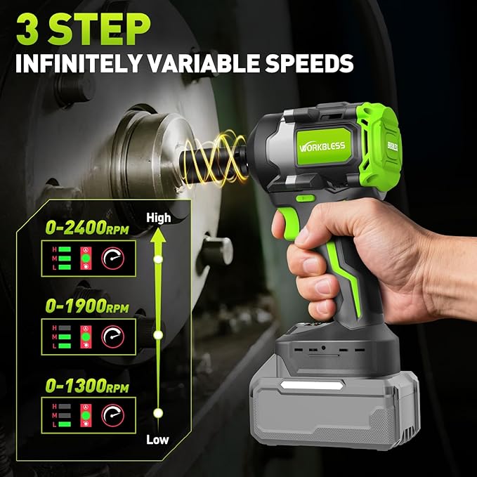 Cordless Impact Wrench, 630Ft-lbs (850N.m) Brushless 1/2 Inch, 2400RPM High Torque Impact Gun with 4 Sockets, Electric Impact Wrench for Car Repairing (Tool Only)