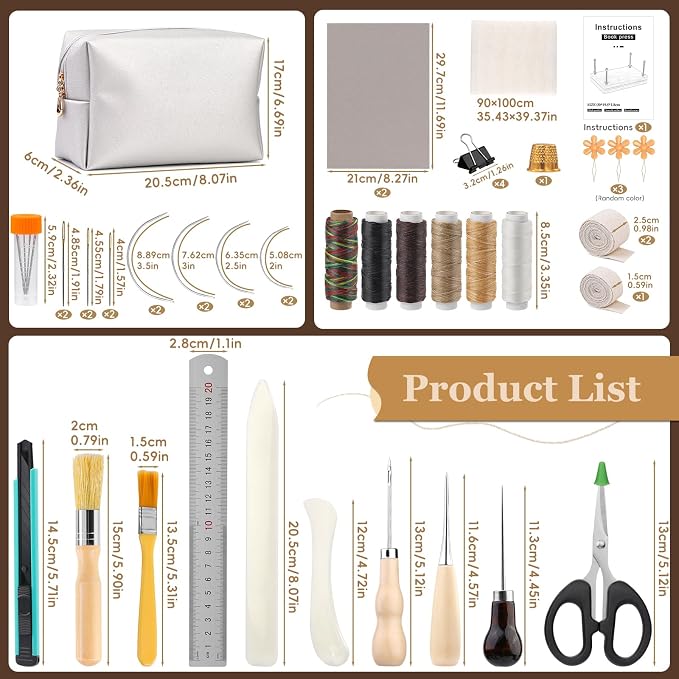 JUPEAN 45 Pcs Book Binding Kits, Bookbinding Kit Large Book Press 14.76”x11.42” - Image 2