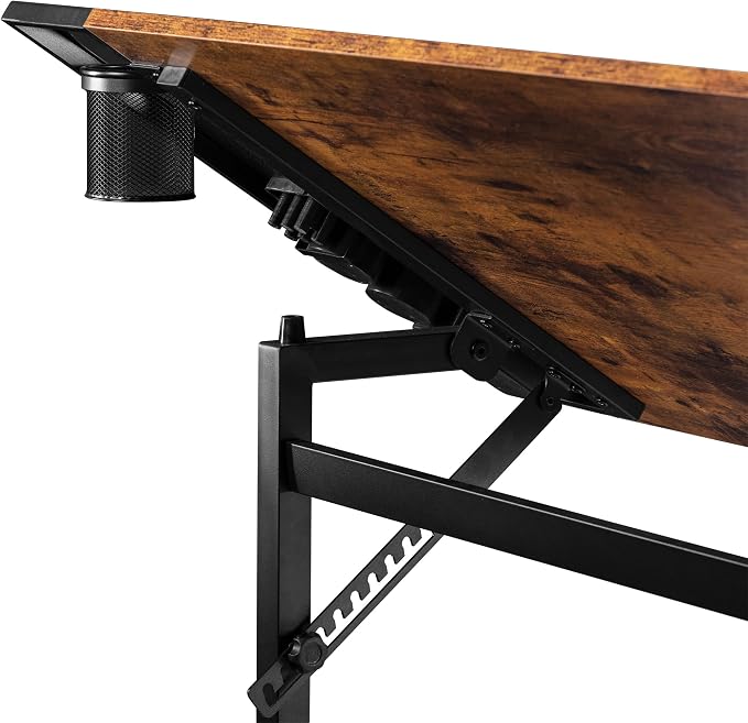 VECELO Vintage Drawing Drafting Table, Adjustable Tilting Top Art Desk Craft - Image 7