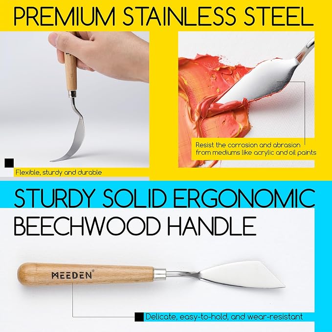 MEEDEN 5Pcs Palette Knife Set: Stainless Steel Painting Knives - Image 4