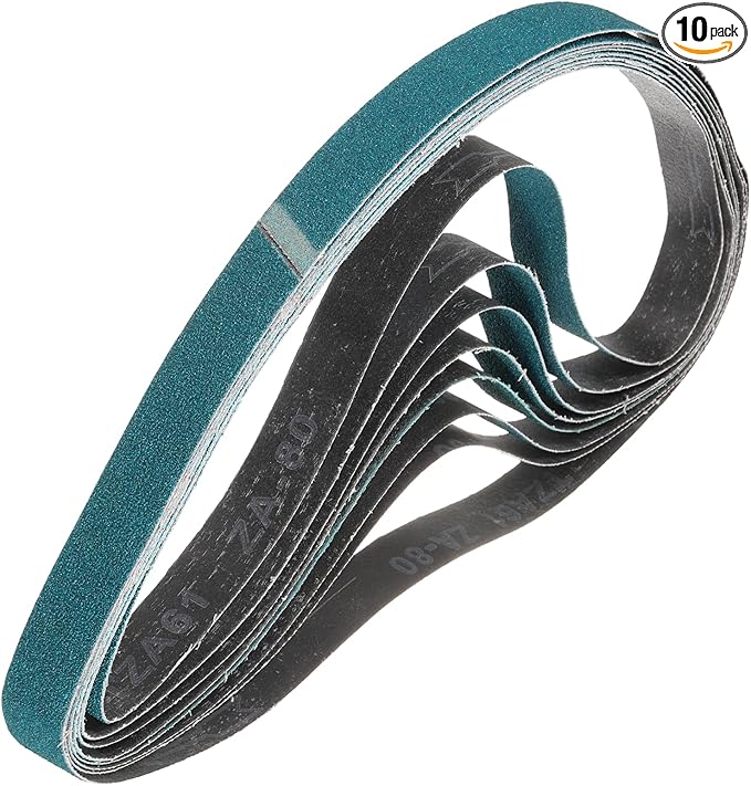 HARFINGTON 1.2 x 13 Inch Sanding Belts, 10 Pcs 80 Grit Zirconia Abrasive Belt Sander File Belt for Woodworking, Metal Polishing, Knife Sharpener