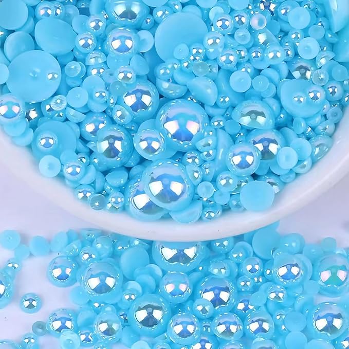 2000PCS AB Color Imitation Half Round Pearls Bead Loose Beads Gems, Mixed Sizes by UYTRDVG