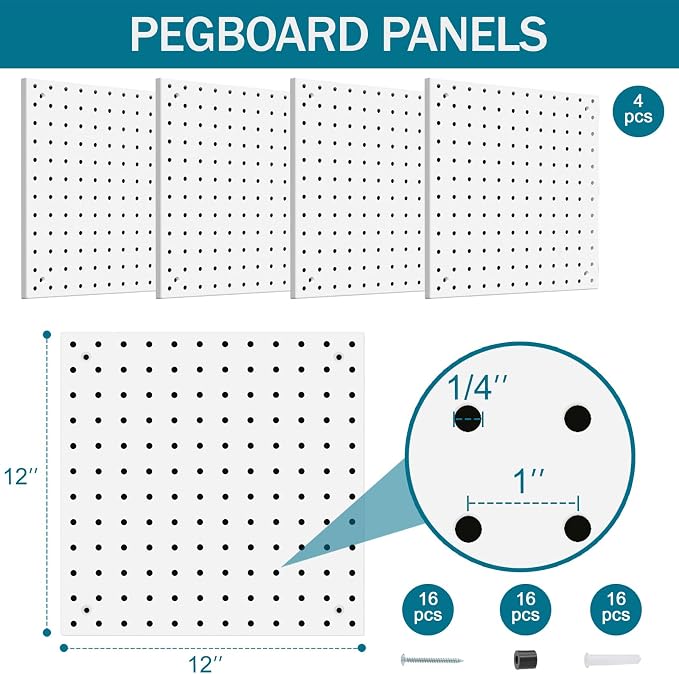 Peg Board Kit, Includes Pegboard and Accessories, - Image 2