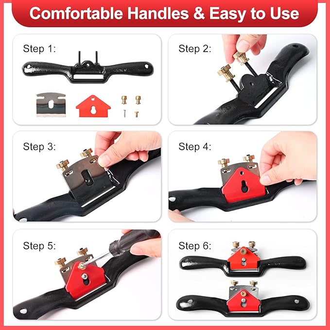 Adjustable Spokeshave Set 2pcs SpokeShave 4pcs Metal Blade and 1pcs Portable Woodworking Plane, Perfect for Wood Craft and Wood Working
