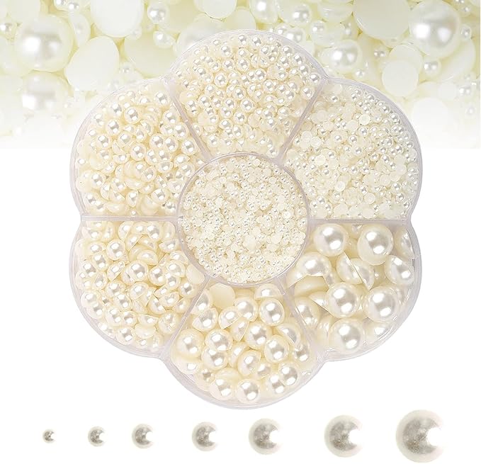 5600PCS Half Round Pearls Flatback Imitation Pearls by MLGDA