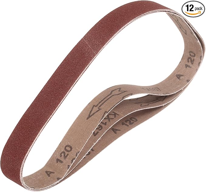 HARFINGTON 1 x 30 Inch Sanding Belts, 12 Pcs 120 Grits Aluminum Oxide Abrasive Belt Sander File Belt for Woodworking, Metal Polishing, Knife Sharpener