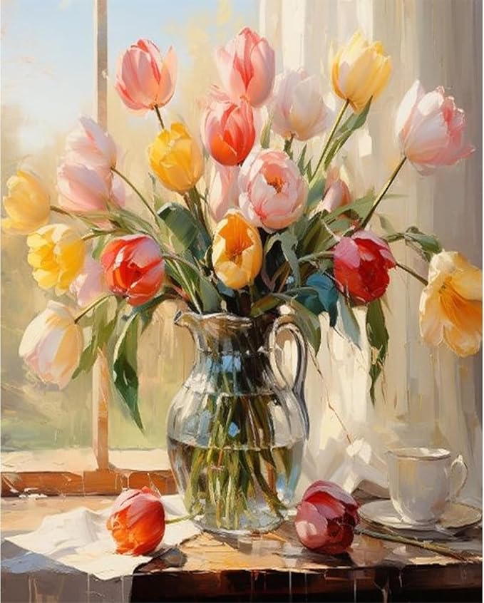 Eiazuiks Stamping Cross Stitch Kit, Tulip Counting Cross Stitch Kit by Eiazuiks