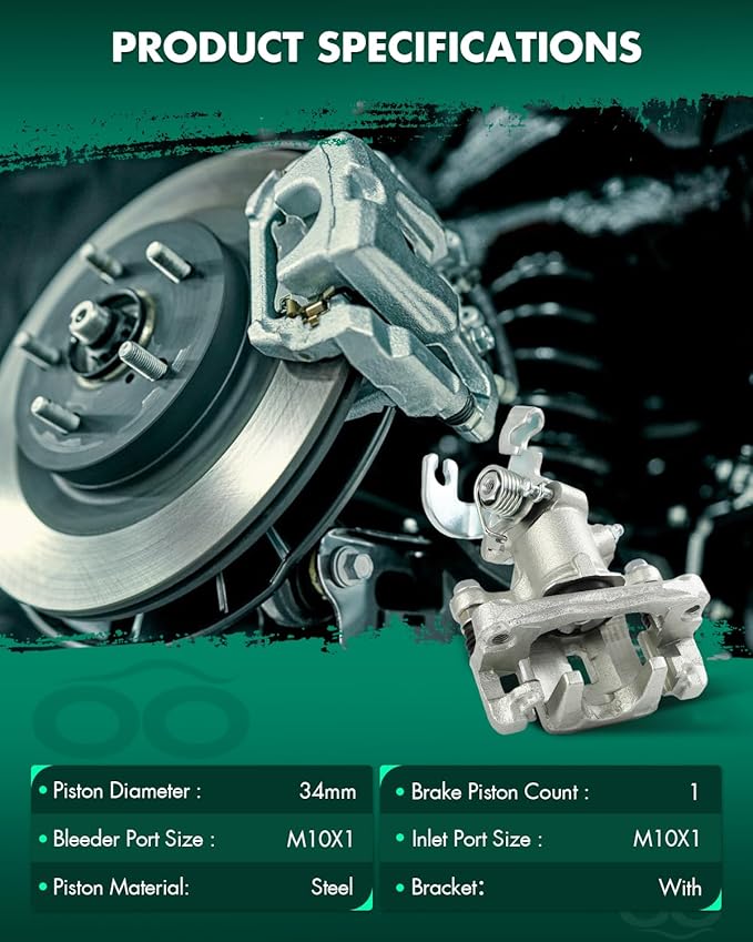 SCITOO 19-B2855 Rear Right Disc Brake Caliper w/Bracket Fit For Hyundai For Elantra 2001-2004,For Hyundai For Tiburon 2003-2004,For Kia For Spectra 2004, Single Piston