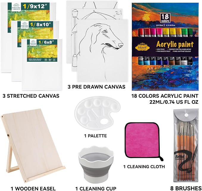 Inburit Art Acrylic Paint Set for Adults & Kids - Image 2