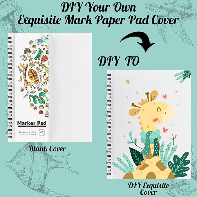 135lb/200gsm Marker Paper Pad, 7.6×10in Double Sided Bleedproof Marker - Image 2