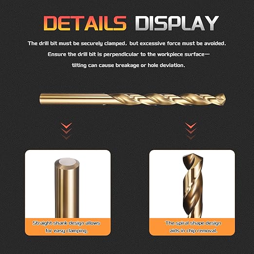 Drill Bit, 1/4" Cutting Diameter (6.35mm), 4241 HSS Black and Gold 118° Cutting Angle Versatile Jobber Bits - (Applications: for Drilling Plastic Wood Soft Thin Metal), 24-Pieces