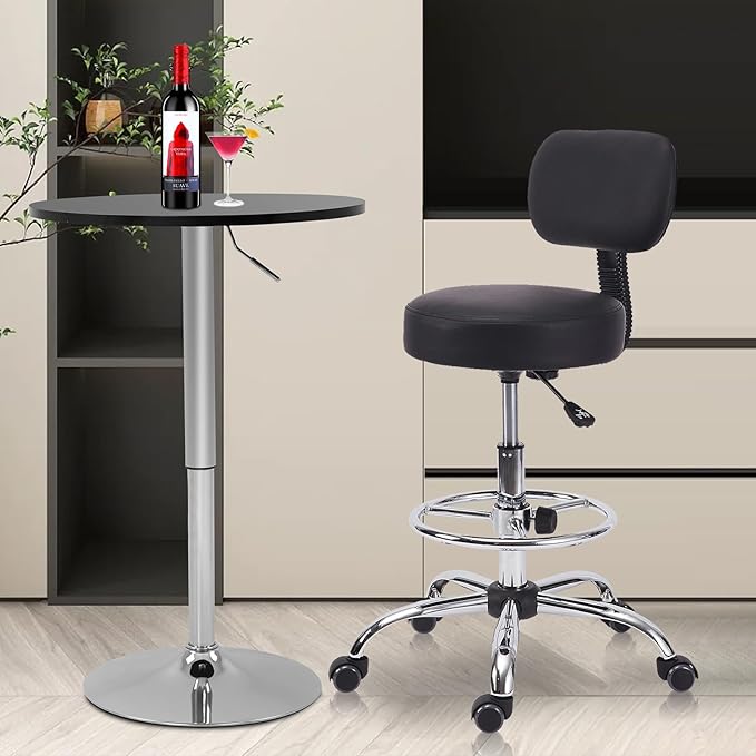 Drafting Stool Chair with Back, Adjustable Foot Rest Backrest Swivel Rolling Stool, Multi-Purpose Office Desk Chair, Thickened Seat for Home Bar Spa Kitchen Shop 2pack