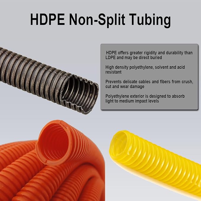 Flexible Polyethylene HDPE Non-Split Corrugated Wire Loom Tubing (Red, 2" Dia. x 100 ft)