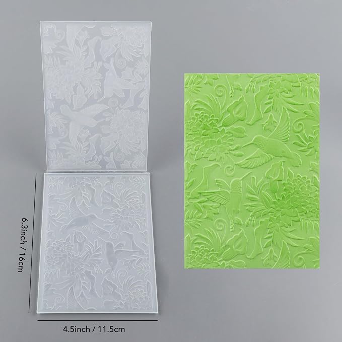 3D Embossing Folder for Card Making Hummingbird and Flowers Plastic Embossing - Image 3