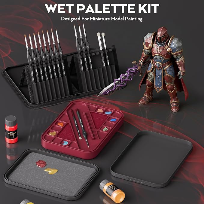 Nicpro Professional Miniature Painting Kit, Stay Wet Palette & 16PCS Detail - Image 7