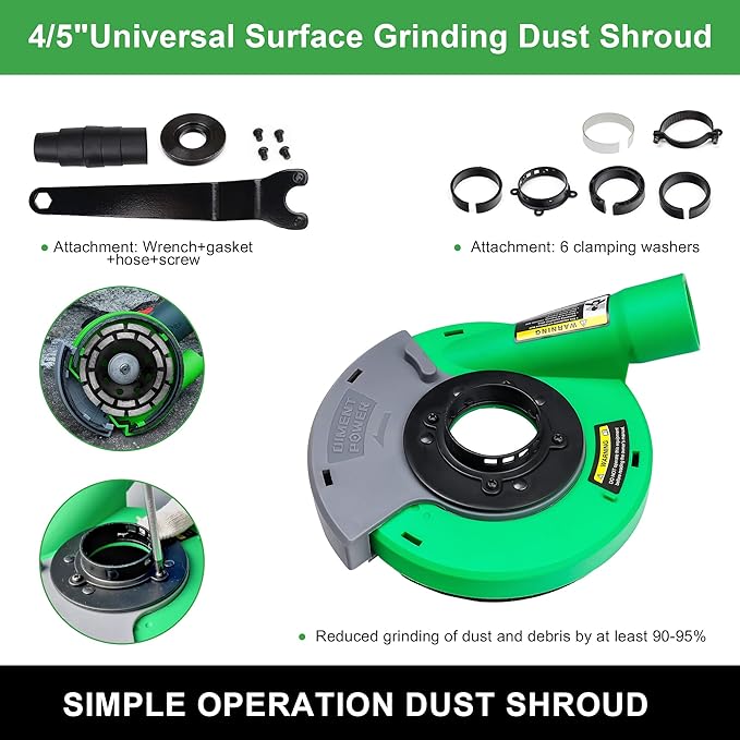 Diment Power Dust Shroud for Angle Grinder 4/4.5/5 inch Universal Surface Grinding Shroud (125MM)