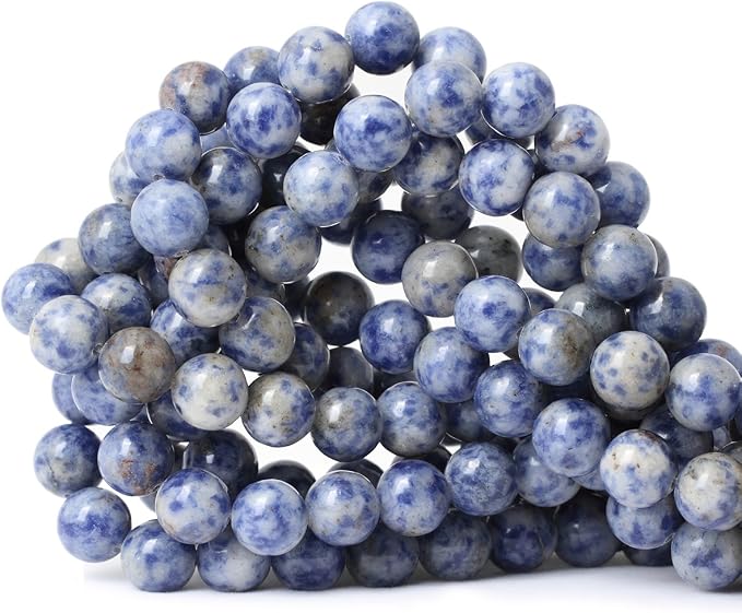 35PCS 10mm Natural Blue White Sodalite Gemstone Round Loose Beads by CHEAVIAN