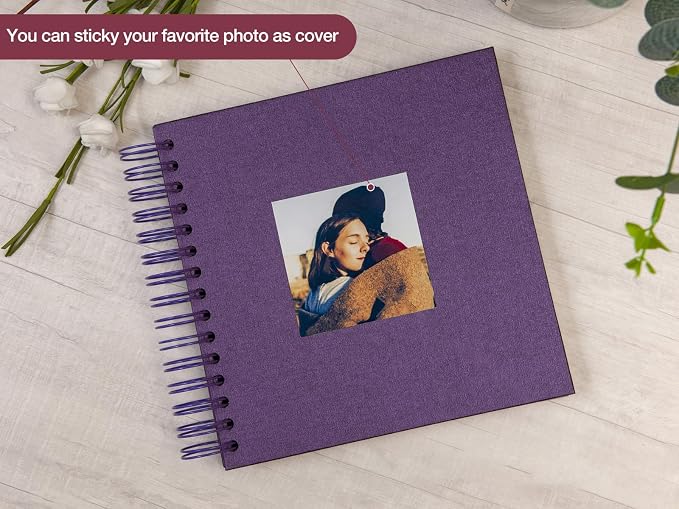 potricher 8 x 8 Inch DIY Scrapbook Photo Album 80 Pages Thick Kraft Blank - Image 2