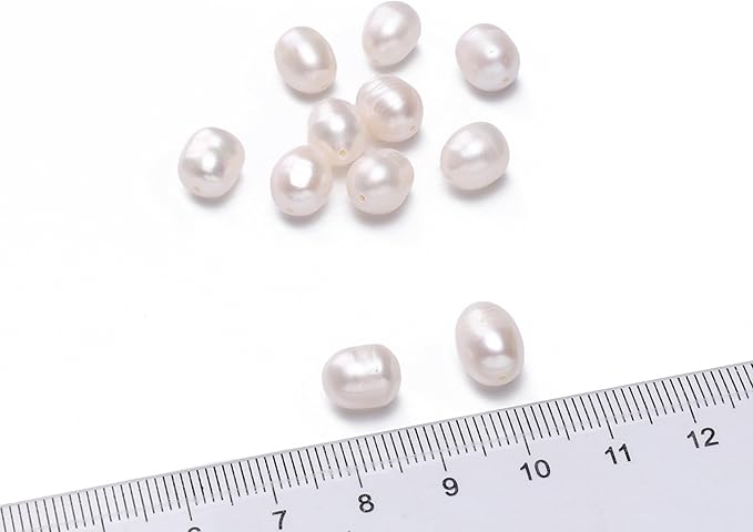 Natural Pearl Beads Rice 8-9mm White Freshwater Cultured Loose Gemstone Beads for DIY Jewelry Making 13.8''/Strand HQ