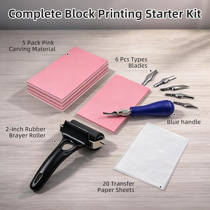 Falling in Art Linocut Kit for Printmaking, Rubber Stamp Carving Printing Kit - Image 2
