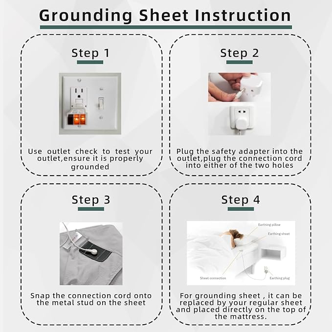 Earthing Grounding Fitted Sheet with Earth Connection Cable 5% Pure Silver Fiber and 95% Cotteon Conductive Bed Sheet Deep Pocket 18“240TC