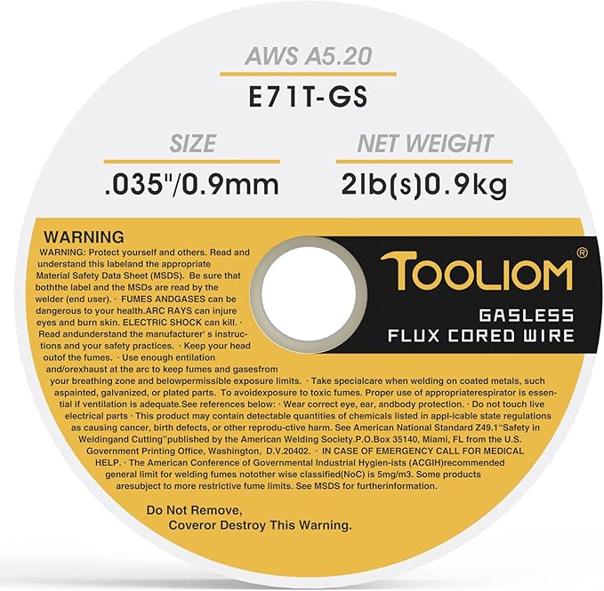 TOOLIOM E71T-GS .035" Diameter 2-Pound Spool Flux Core Self-shielded Carbon Steel MIG Welding Wire 3 PCS