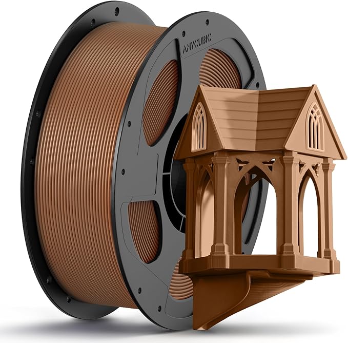 ANYCUBIC PETG Filament 1.75mm, 3D Printer Filament, Dimensional Accuracy +/- 0.02mm, Exceptional Toughness, Print with Most FDM 3D Printers, 1KG Reusable Spool, Peanut Brown