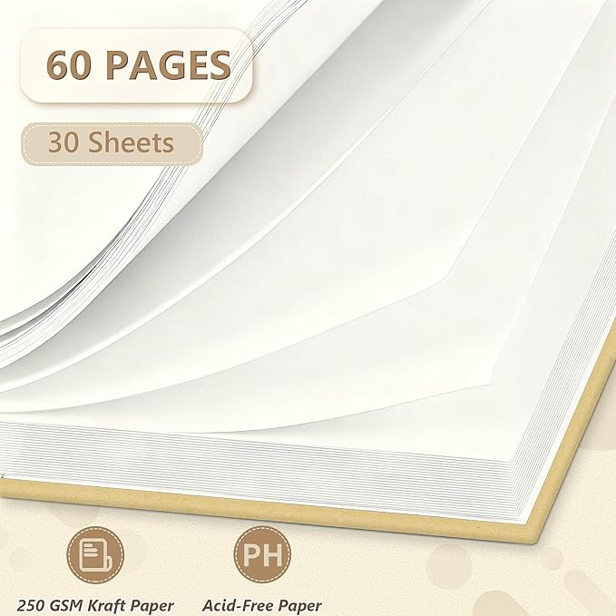 popotop 8x8 Inch Scrapbook Photo Album, 60 Page Decorative Kraft Paper Book - Image 4
