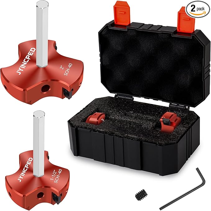 3 Blade PVC Pipe Reamer Kit 1-1/2 inch & 2 Inch,2Pcs Plastic Pipe PVC Reamer Kit Plumbing Tool Socket Saver Fitting Saver for Sch.40 CPVC ABS Socket Hub,with 3/8-Inch Hex Shaft,Fit Standard 1/2" Drill