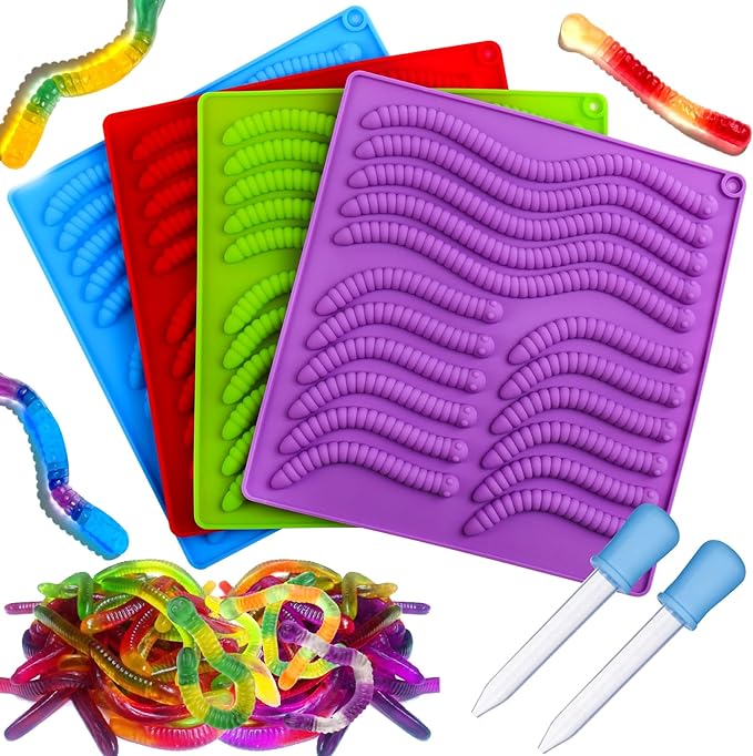 Palksky 4PCS gummy worm molds silicone by Palksky