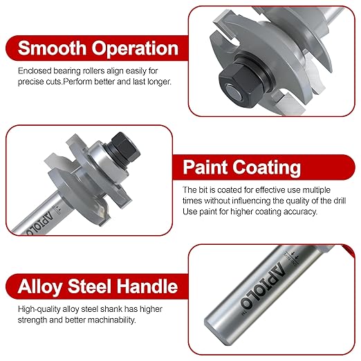 Professional 2PCS Ogee Style Rail and Stile Router Bits Set 1/2 Inch Shank, 3/8 Inch Cutting Depth, Up to 7/8 Inch Stock, Perfect Door Frame Shaper Cutters Raise Panel Making Router Bit Set