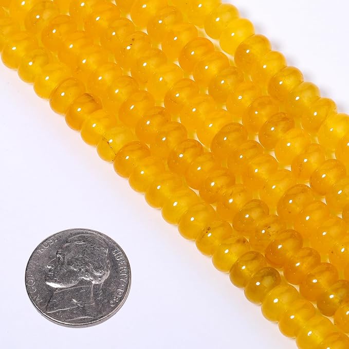 Songxi 5x8mm Natural Yellow Stone Rondelle Beads, Gemstone - Image 3