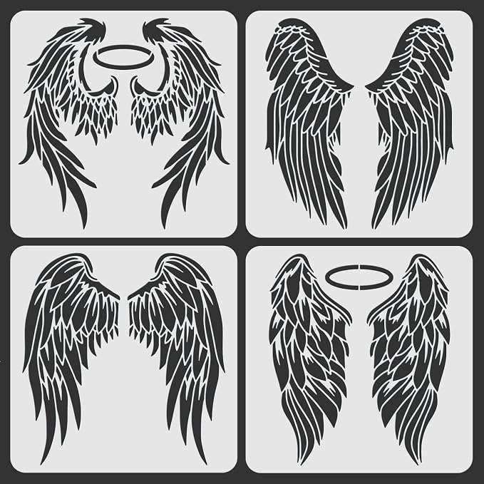 ORIGACH 4PCS Large Angel Wings Stencils 11.8x11.8 inch, Durable Flexible DIY by ORIGACH