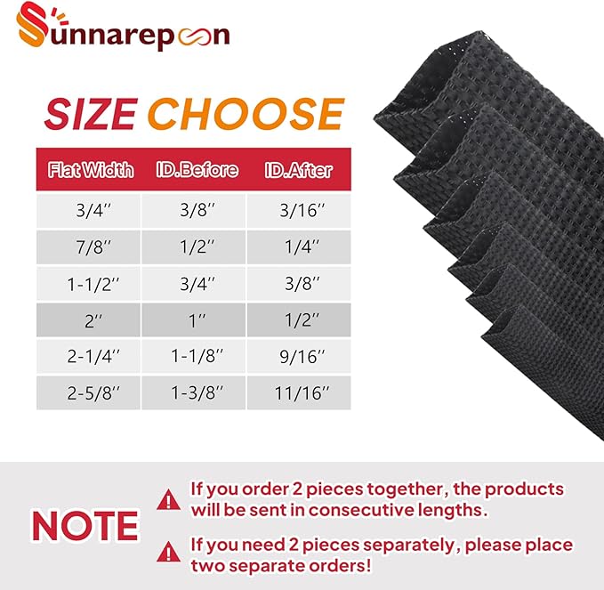 Black 2:1 Ratio Automotive Heat Shrink Braided Sleeving,Wear-Resistant Flat Woven Shrinkable Sleeve Fabric Car Cable Wires Hoses Protection (1"-26ft)