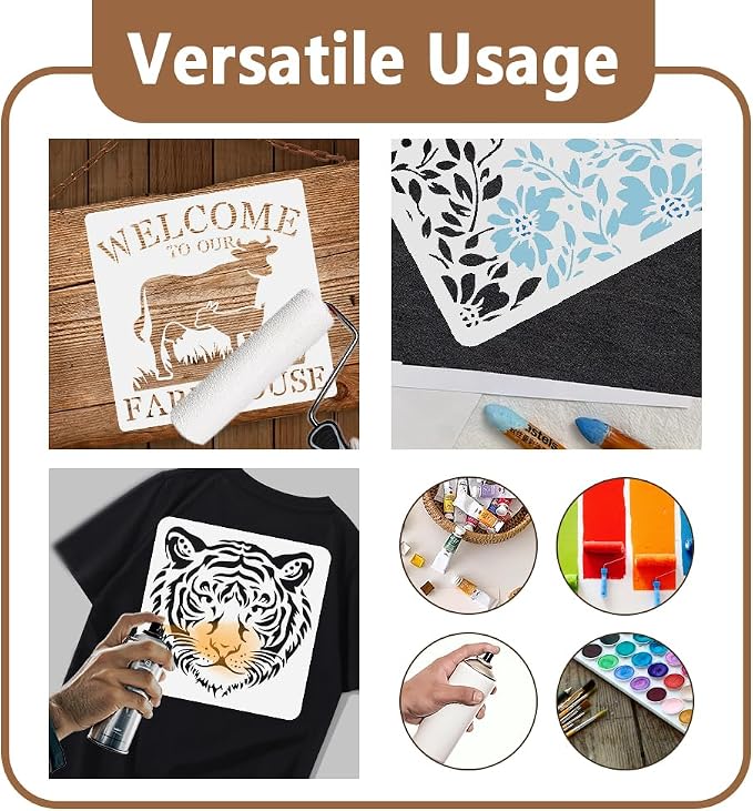 11.8"x11.8" Tornado Wall Stencil Templates Reusable Plastic Stencils - Image 3