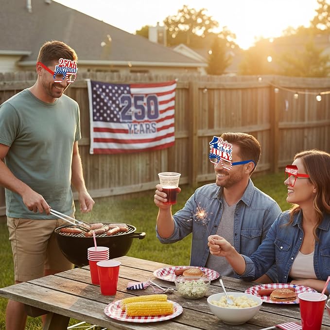 Pajean 32 Pcs USA Patriotic Party Decorations Eyeglasses 250th Anniversary - Image 7