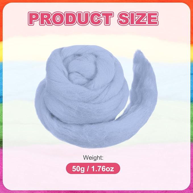 MECCANIXITY Wool Roving Yarn Soft Felting Wool 50g/1.76oz Pure Chunky Roving - Image 2