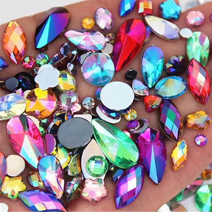 1000pcs AB Colorful Rhinestones Crystal Gems, Flatback Acrylic Gemstone Jewels by UYTRDVG